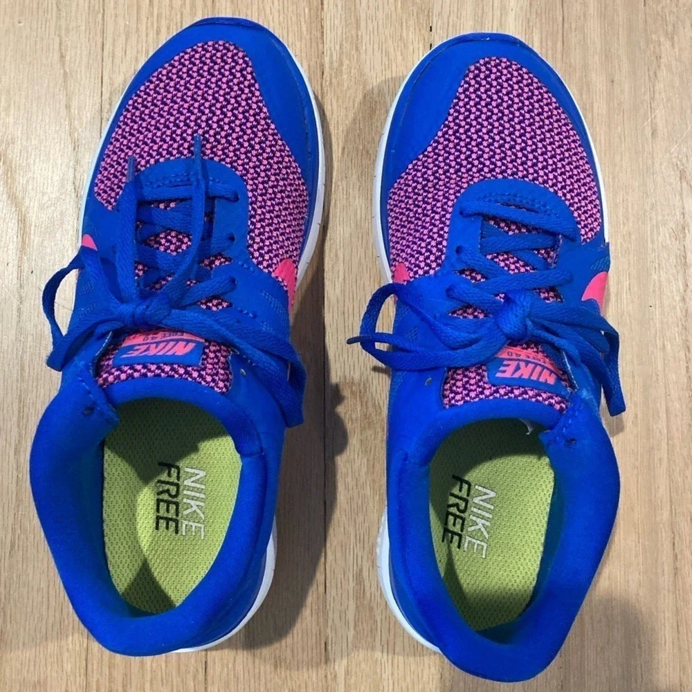 Nike Free 4.0 Flyknit V4 Hyper Cobalt Blue Pink Running Athletic Sport Shoe Cool